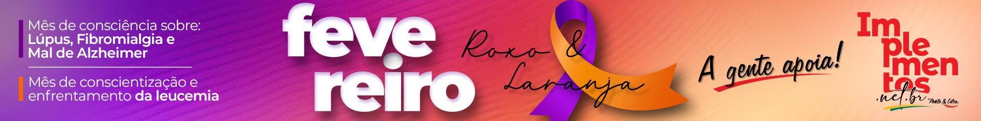 Banner Fevereiro Roxo e Laranja 2025